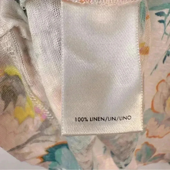 NWT Ann Taylor Women’s Scoop Neck Pure Linen Sunday Tee Tropical Print  Size XS - Picture 4 of 8